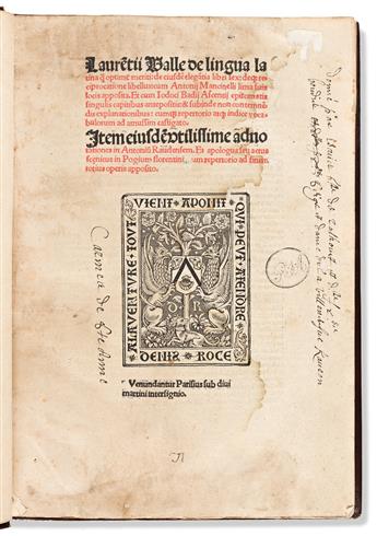 Valla, Laurentius [Lorenzo] (c. 1407-1457) De Lingua Latina.